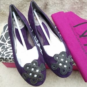 (NEW) Diane Von Furstenberg Purple Suede Nouvea Ballet Flats Size 6
